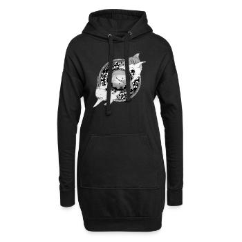 Hammerhai Weißer Hai Hawaiianisch - Hoodie-Kleid - Schwarz - Vorne