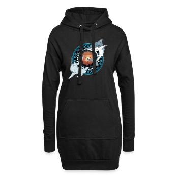 Hammerhai Weißer Hai Hawaiianisch - Hoodie-Kleid - Schwarz - Vorne