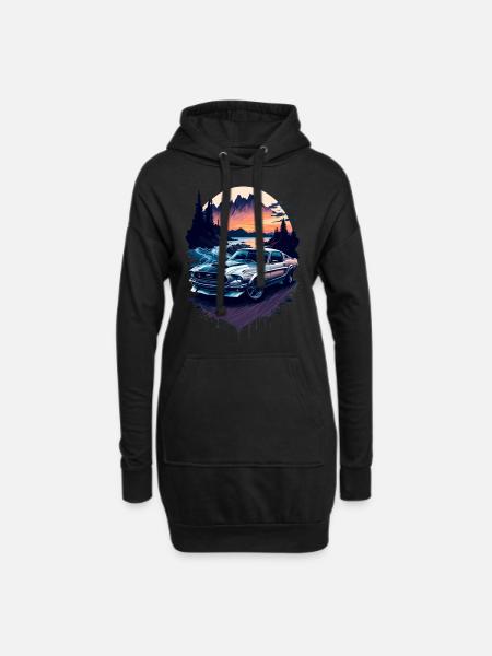 Sportwagen - Hoodie-Kleid - Schwarz