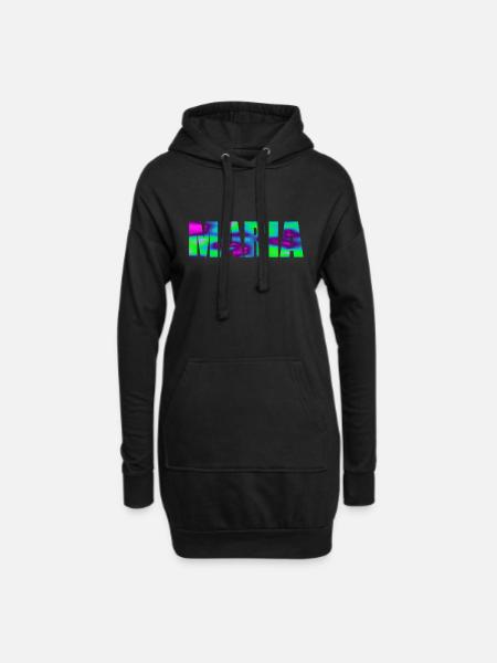 Vorname Maria in bunten Großbuchstaben - Hoodie-Kleid - Schwarz