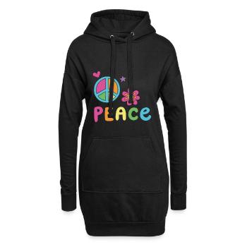 Peace Weltfrieden Flower Power Geschenk 70er Love - Hoodie-Kleid - Schwarz - Vorne