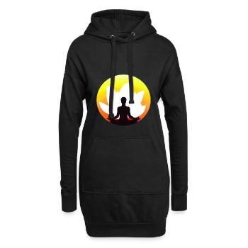yoga méditation fleur de lotus - Sweat-shirt à capuche long Femme - noir - Devant