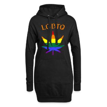 lgbtq, regenbogen, weed, ganja, pride month, csd - Hoodie-Kleid - Schwarz - Vorne