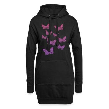 Schmetterling, Butterfly - Hoodie-Kleid - Schwarz - Vorne