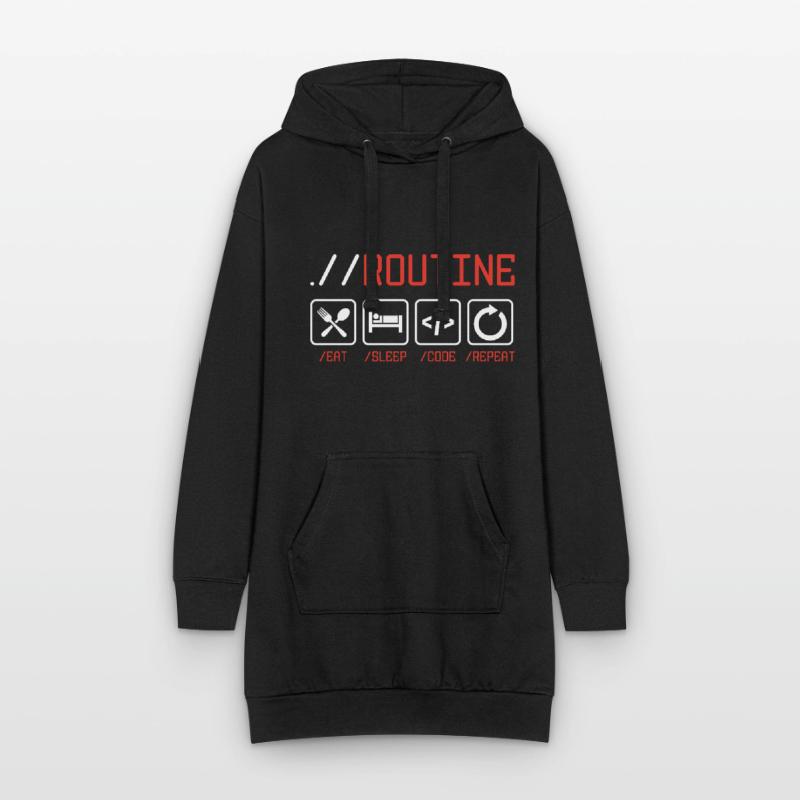 Routine Eat Sleep Code Repeat Software Developer C Hoodie-Kleid