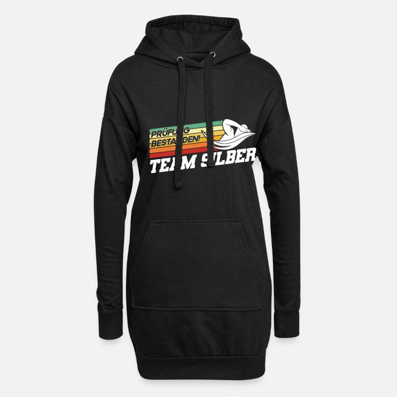 Silber Schwimmer Prüfung Silber Schwimmabzeichen - Hoodie-Kleid - Schwarz