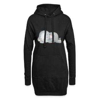 Elefanten Familie Mama Baby T-Shirt - Hoodie-Kleid - Schwarz - Vorne
