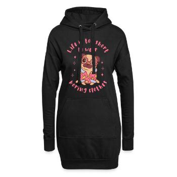 La vie est trop courte pour porter des vêtements ennuyeux - Sweat-shirt à capuche long Femme - noir - Devant