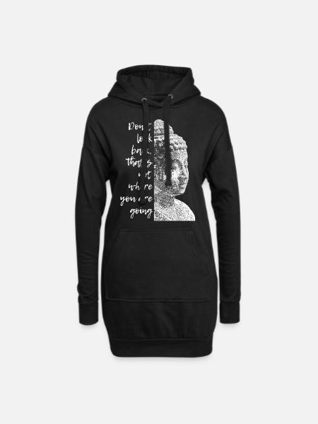 Buddha Don´t look back - Hoodie-Kleid - Schwarz