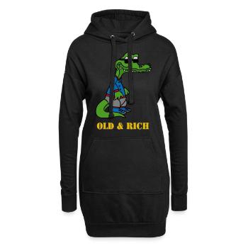 Money Krokodil, crocodile, alt, rich, sungalses - Hoodie-Kleid - Schwarz - Vorne