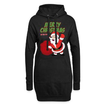 Weihnachtsmann - Hoodie-Kleid - Schwarz - Vorne