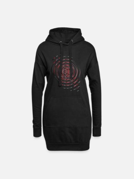 Black red waves - Hoodie Dress - black