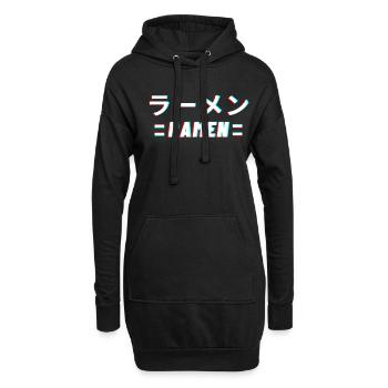 Ramen nouilles japonais Kanji Anime Girl - Sweat-shirt à capuche long Femme - noir - Devant