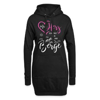 Wandern Herzschlag Mein Herz schlägt für die Berge - Hoodie-Kleid - Schwarz - Vorne