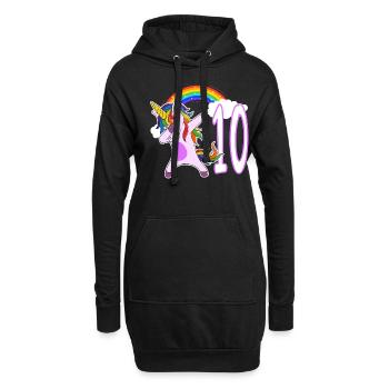 Dabbing Licorne J’ai 10 ans - Sweat-shirt à capuche long Femme - noir - Devant