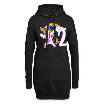 Dabbing Licorne J’ai 2 ans - Sweat-shirt à capuche long Femme - noir - Devant