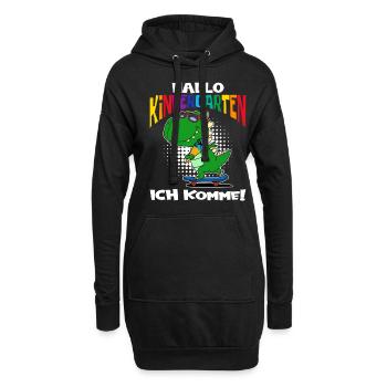 Hallo Kindergarten ich komme T-Rex Dino - Hoodie-Kleid - Schwarz - Vorne