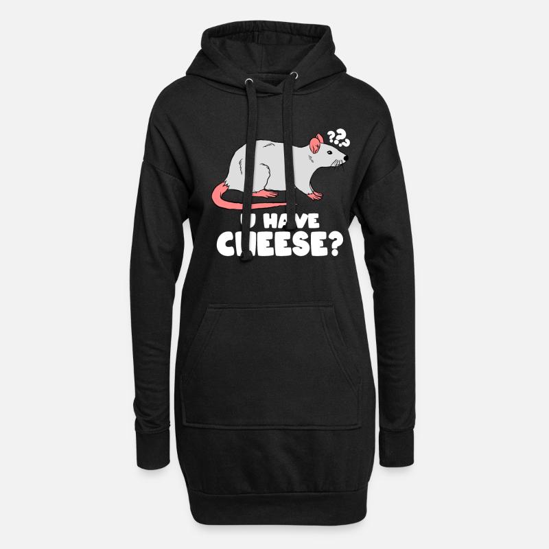 Süße Ratte Ratten Käse - Hoodie-Kleid - Schwarz