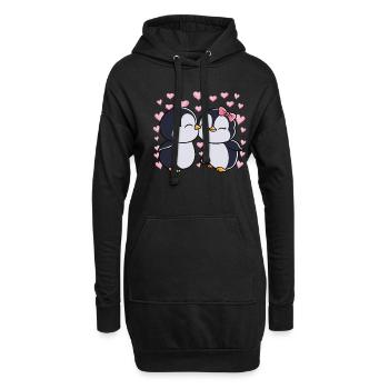 Valentinstag Pinguin Pärchen Pinguine - Hoodie-Kleid - Schwarz - Vorne