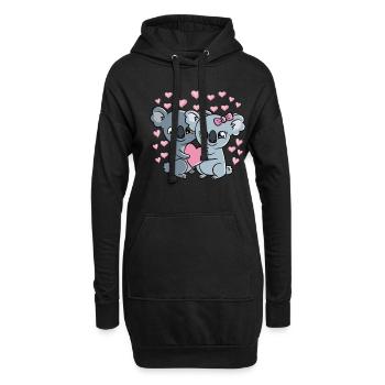 Saint-Valentin Couple Koalas Doux Koalas - Sweat-shirt à capuche long Femme - noir - Devant