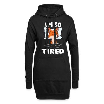Ich bin so müde Schlafender Fuchs - Hoodie-Kleid - Schwarz - Vorne