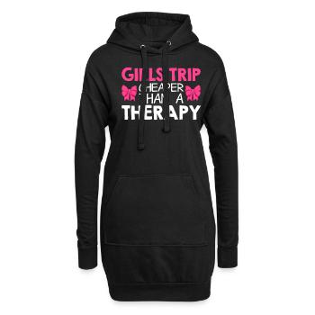 Voyage des filles moins cher que la thérapie - Sweat-shirt à capuche long Femme - noir - Devant