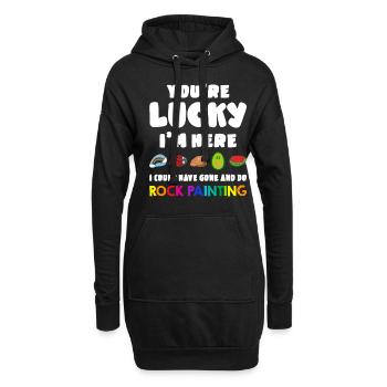 J’aurais pu aller faire de la peinture rupestre - Sweat-shirt à capuche long Femme - noir - Devant