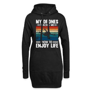 Mes drones m’apprennent à profiter de la vie - Sweat-shirt à capuche long Femme - noir - Devant