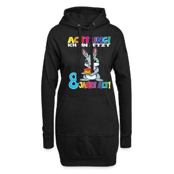 Kindergeburtstag Ich Bin Jetzt 8 Jahre - Hoodie-Kleid - Schwarz - Vorne