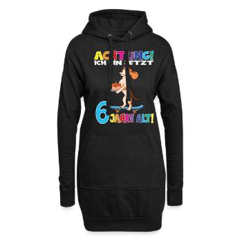 Kindergeburtstag Ich Bin Jetzt 6 Jahre - Hoodie-Kleid - Schwarz - Vorne