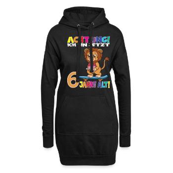 Kindergeburtstag Ich Bin Jetzt 6 Jahre - Hoodie-Kleid - Schwarz - Vorne