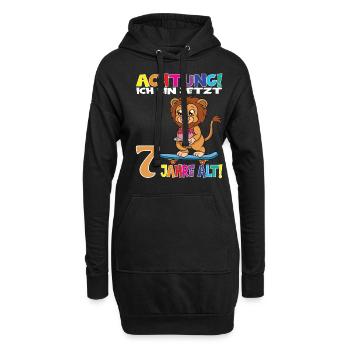 Kindergeburtstag Ich Bin Jetzt 7 Jahre - Hoodie-Kleid - Schwarz - Vorne
