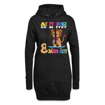 Kindergeburtstag Ich Bin Jetzt 8 Jahre - Hoodie-Kleid - Schwarz - Vorne