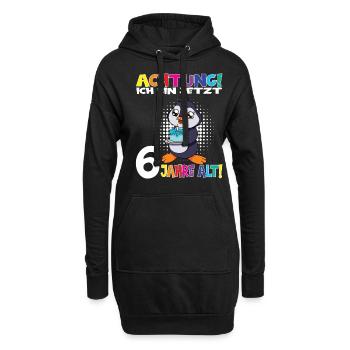 Kindergeburtstag Ich Bin Jetzt 6 Jahre - Hoodie-Kleid - Schwarz - Vorne