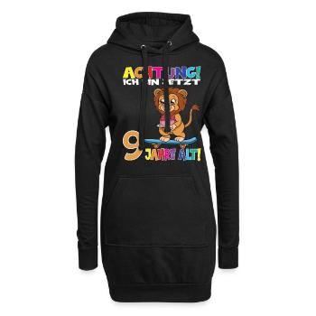 Kindergeburtstag Ich Bin Jetzt 9 Jahre - Hoodie-Kleid - Schwarz - Vorne
