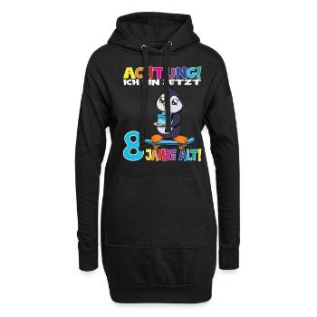 Kindergeburtstag Ich Bin Jetzt 8 Jahre - Hoodie-Kleid - Schwarz - Vorne