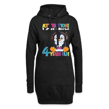Penguin Anniversaire J’ai maintenant 4 ans - Sweat-shirt à capuche long Femme - noir - Devant