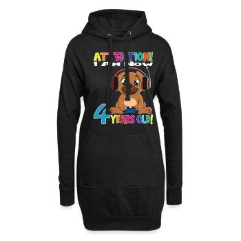 Gaming Dog Birthday I Am Now 4 Years Old - Hoodie-Kleid - Schwarz - Vorne