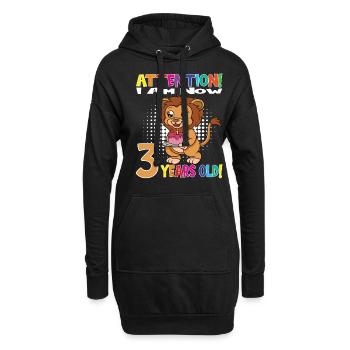 Lion Boy Attention I Am Now 3 Years Old - Hoodie-Kleid - Schwarz - Vorne