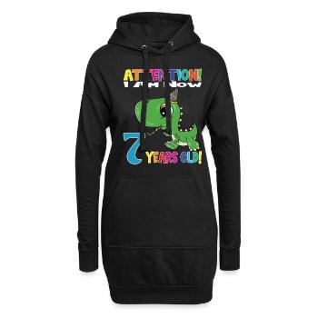 Anniversaire Dino Boy J'ai maintenant 7 ans - Sweat-shirt à capuche long Femme - noir - Devant