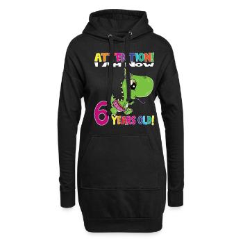 Anniversaire Dino Girl J'ai maintenant 6 ans - Sweat-shirt à capuche long Femme - noir - Devant