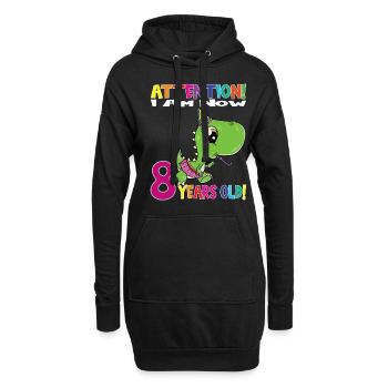 Dino Girl Birthday I Am Now 8 Years Old - Hoodie-Kleid - Schwarz - Vorne