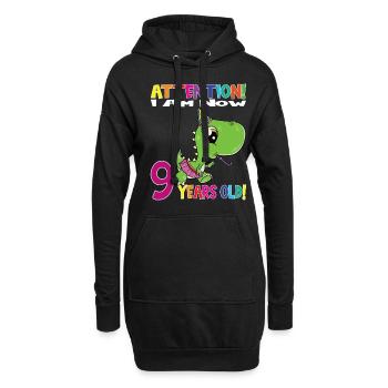 Dino Girl Birthday I Am Now 9 Years Old - Hoodie-Kleid - Schwarz - Vorne