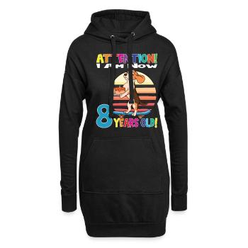 Dog Birthday I Am Now 8 Years Old - Hoodie-Kleid - Schwarz - Vorne