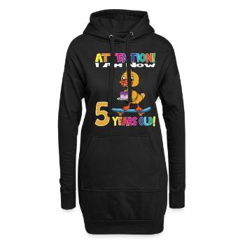 Anniversaire de canard, j'ai maintenant 5 ans - Sweat-shirt à capuche long Femme - noir - Devant