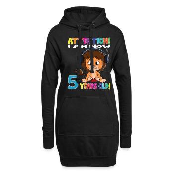 Anniversaire Lion J'ai maintenant 5 ans - Sweat-shirt à capuche long Femme - noir - Devant