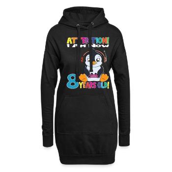 Penguin Birthday I Am Now 8 Years Old - Hoodie-Kleid - Schwarz - Vorne