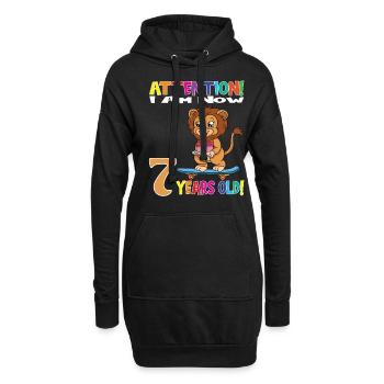 Anniversaire Lion J'ai maintenant 7 ans - Sweat-shirt à capuche long Femme - noir - Devant
