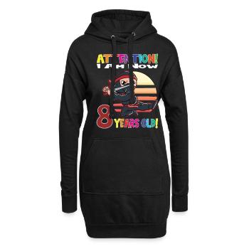 Ninja Birthday I Am Now 8 Years Old - Hoodie-Kleid - Schwarz - Vorne