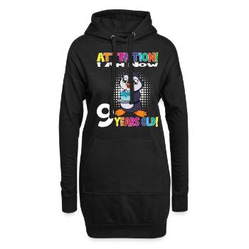 Penguin Birthday I Am Now 9 Years Old - Hoodie-Kleid - Schwarz - Vorne